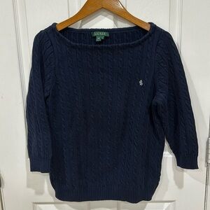 Lauren Ralph Lauren Navy Cable Knit Sweater size 1x EUC